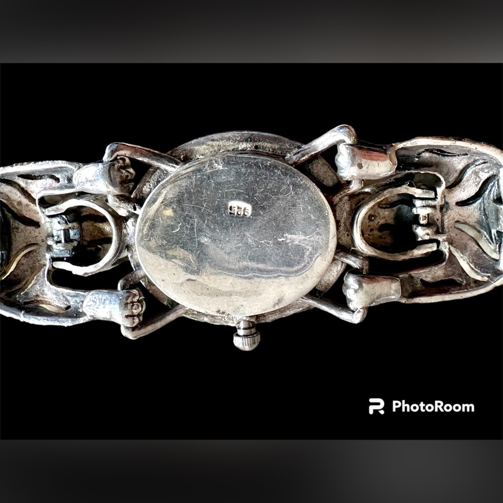Sterling silver marcasite topaz eyes bendable leopard panther unique tiger watch - Picture 8 of 8